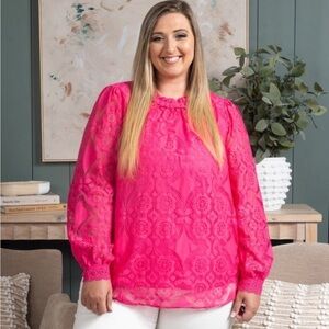 🆕🩷Lace Ruffle Neck Blouse